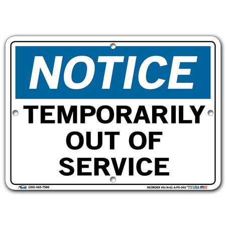 Vestil Polystyrene Sign, 7-1/2" Height, 10-1/2" Width, Polystyrene, Rectangle, English SI-N-61-A-PS-040